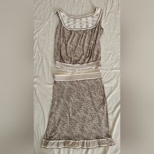 Max Studio Brown and Cream Patterned Apparel
